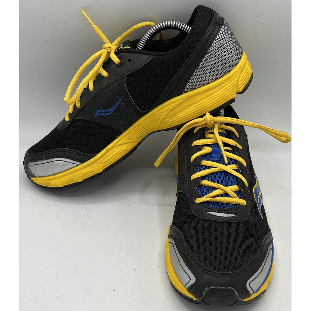 Saucony Outduel Boys Size 7 Running Shoes Sneakers Black‎ Yellow Blue SY44848